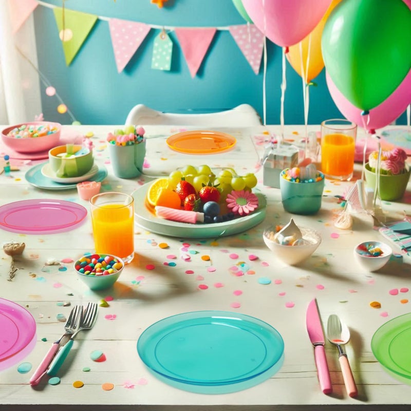 Party Essentials Hard Plastic 7.5-Inch Round Party/Salad Plates, Assorted Neon, 40 Count - Image 5